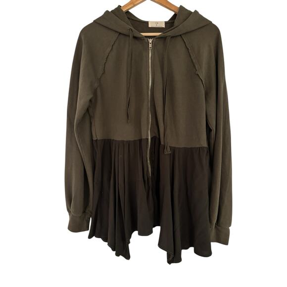 Anthropologie T.la Lavande Tunic Hoodie Zip Front Moss Green XS $128 - Picture 2 of 9